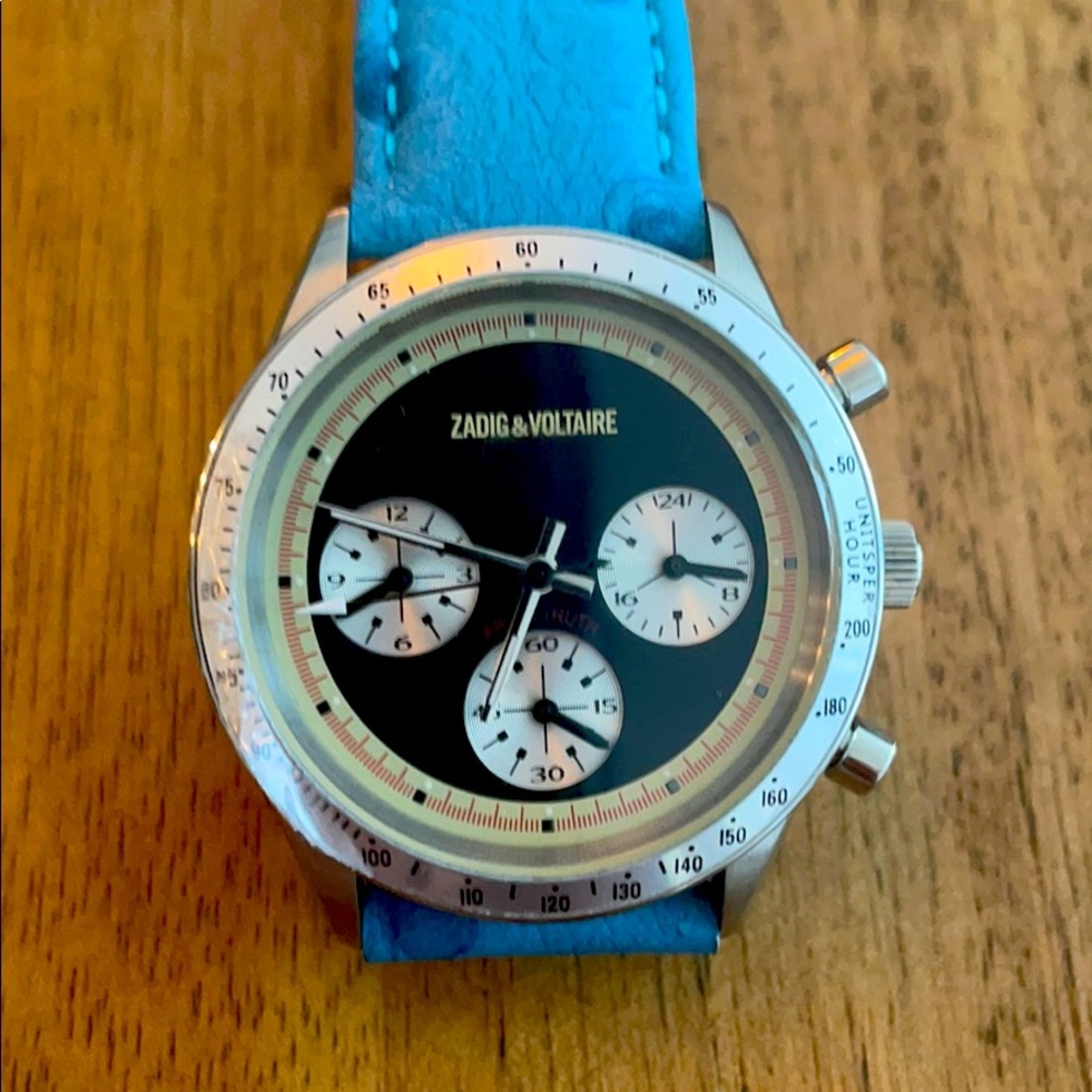 Fashion Vintage Watch Blue Ostrich leather like